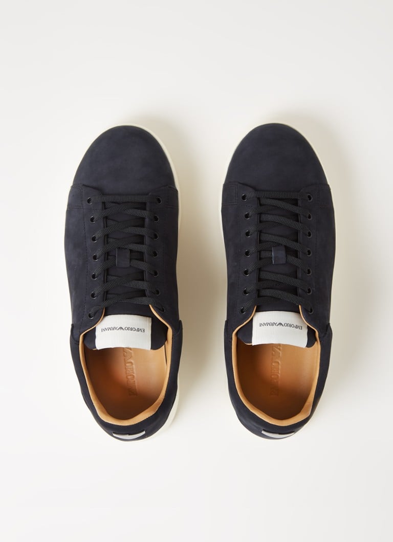 Emporio Armani Sneaker van nubuck • Zwart • de Bijenkorf