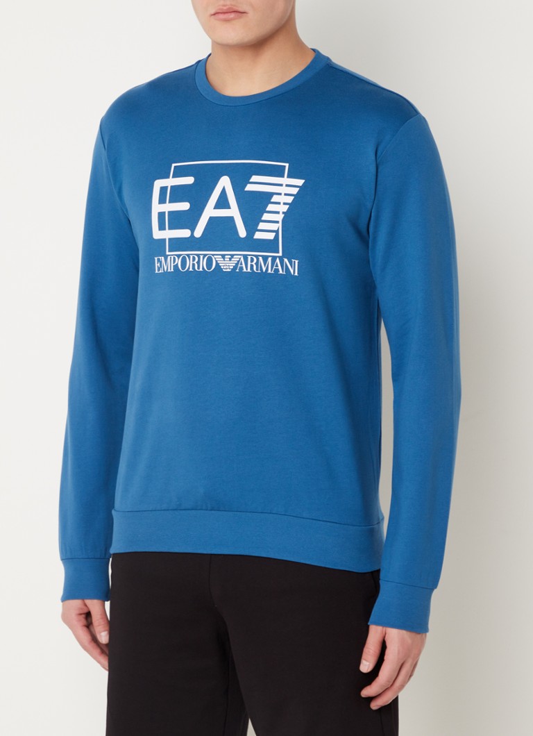 Emporio Armani - Sweater met logoprint en ronde hals - Blauw