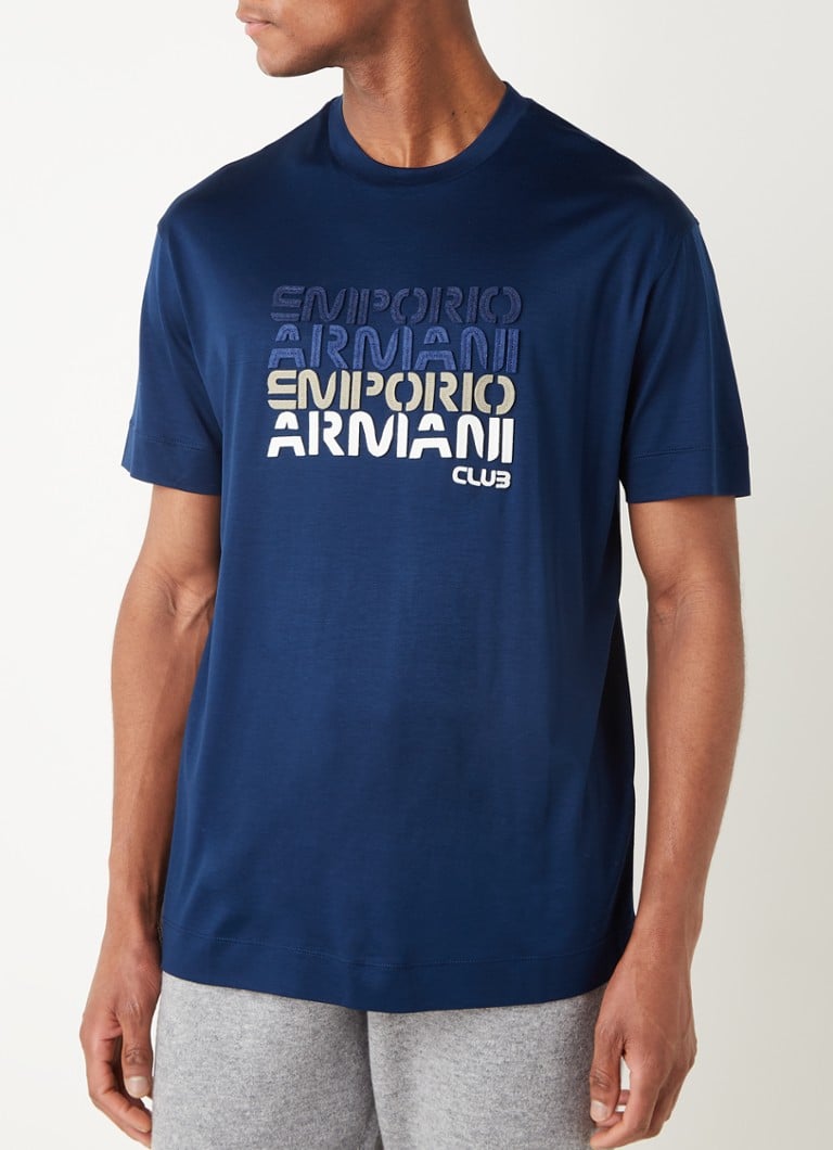 Emporio Armani T-shirt in lyocellblend 3D logoprint • Royalblauw de