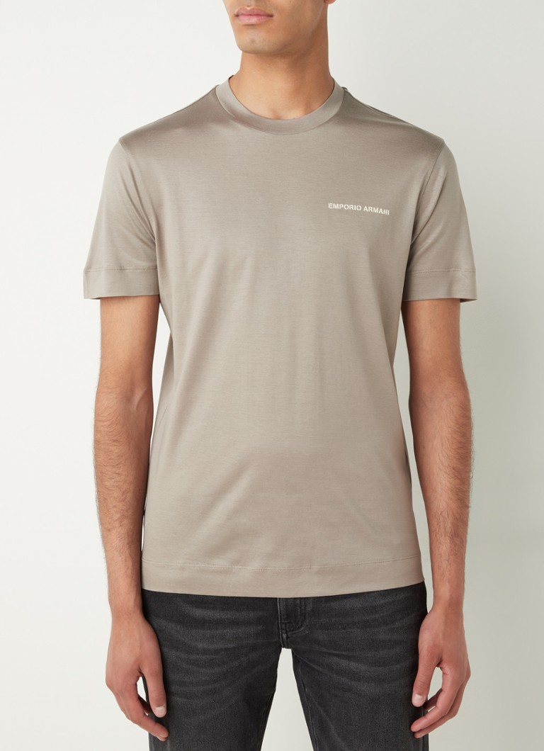 Emporio T-shirt in lyocellblend met logo • Taupe •