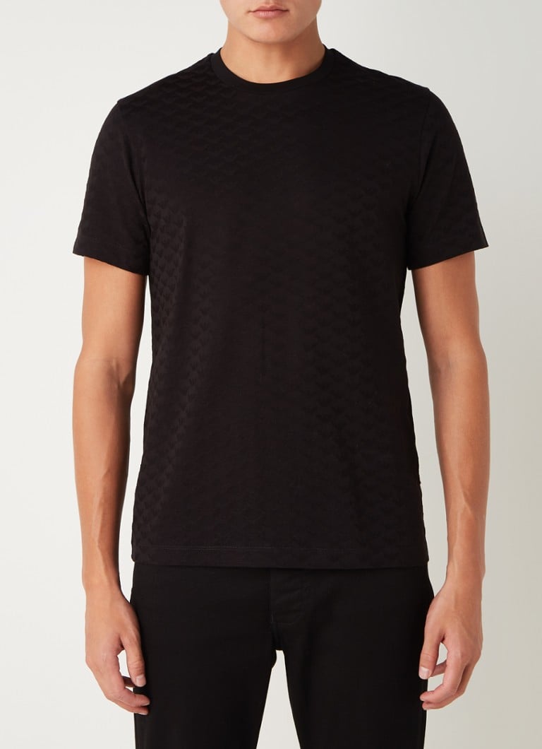 Emporio Armani - T-shirt met ingebreide logoprint - Zwart