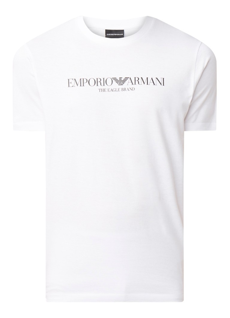 Emporio Armani T Shirt Met Logoprint Wit De Bijenkorf