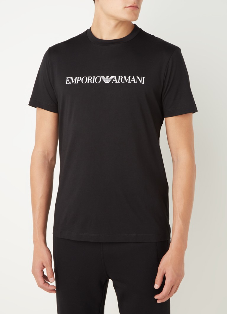 Emporio Armani - T-shirt met logoprint - Zwart