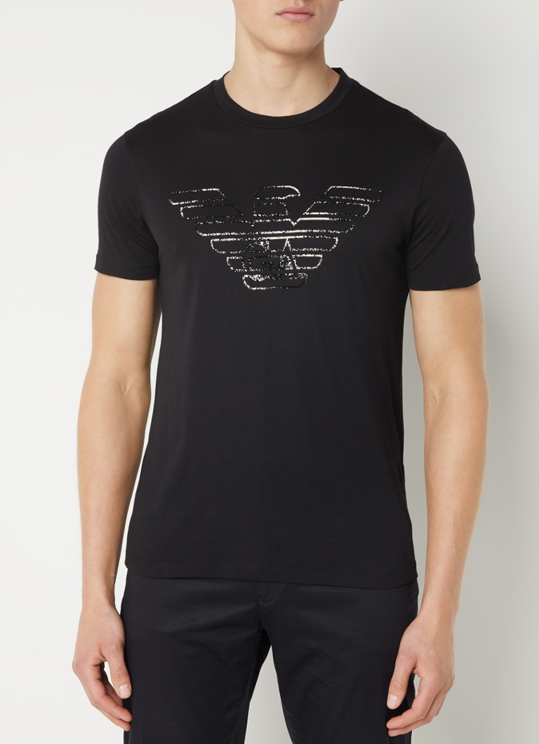 Emporio Armani - T-shirt met logoprint - Zwart