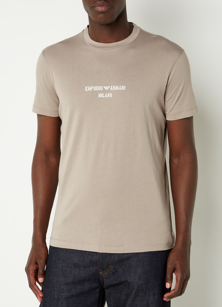 Emporio Armani - T-shirt met logoprint - Taupe