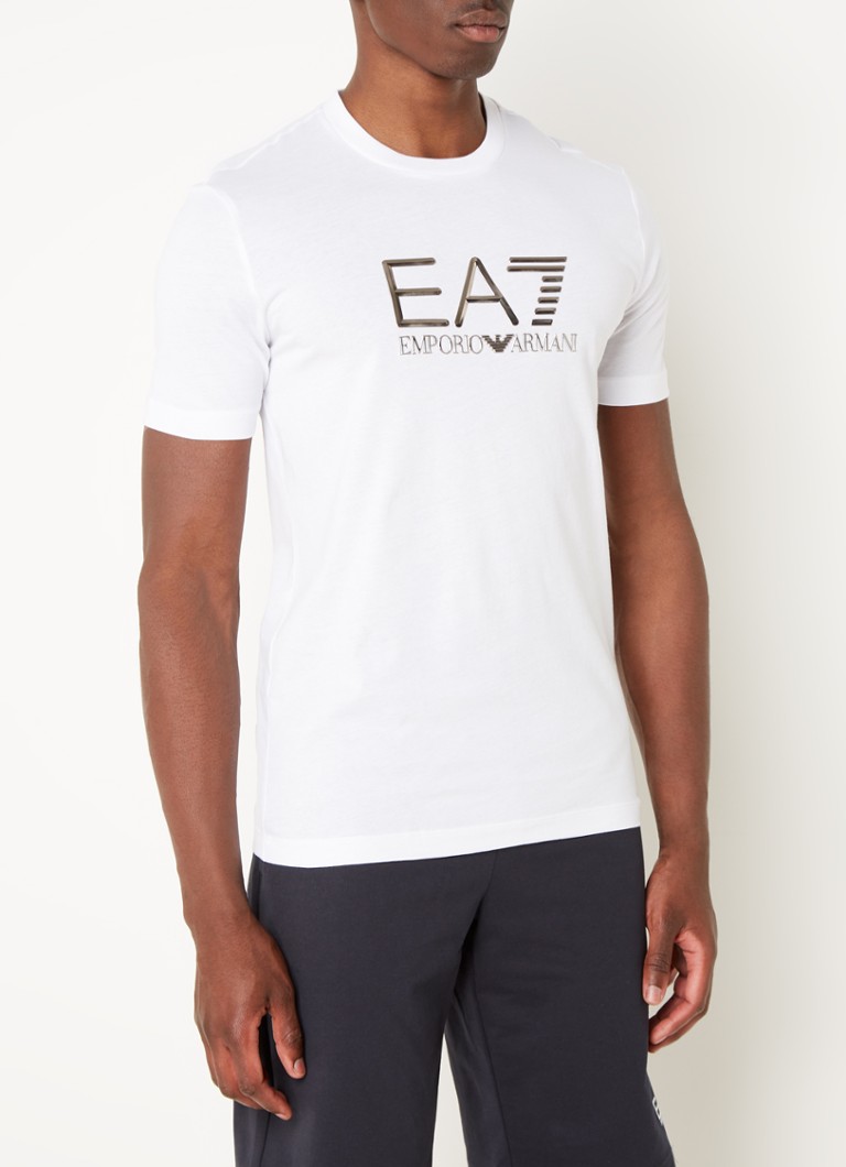 Emporio Armani - T-shirt met metallic logoprint - Wit