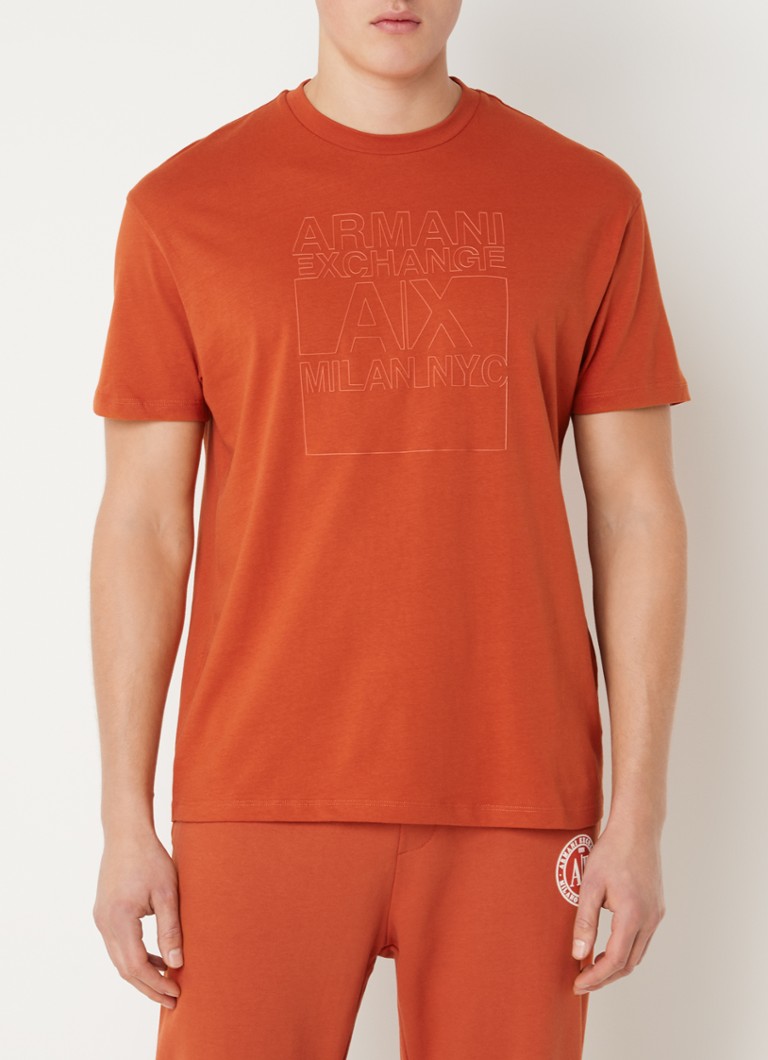 Emporio T-shirt van katoen logoprint • Oranjebruin • Bijenkorf