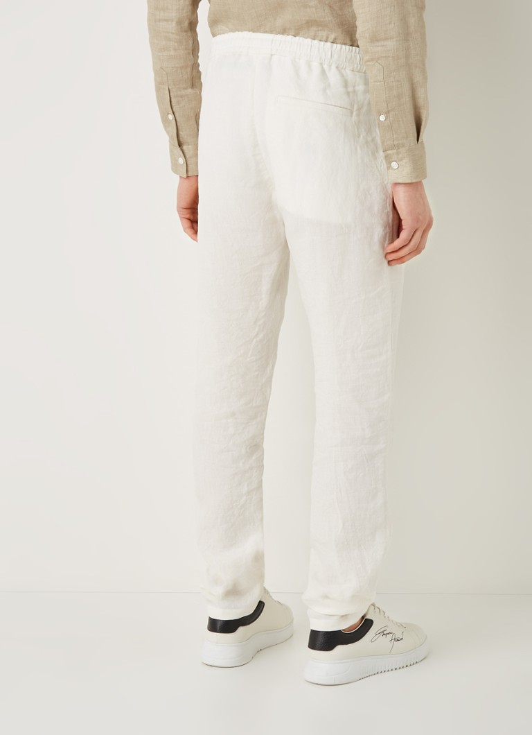 noodzaak vertalen laser Emporio Armani Tapered fit pantalon van linnen met steekzakken • Gebroken  wit • de Bijenkorf