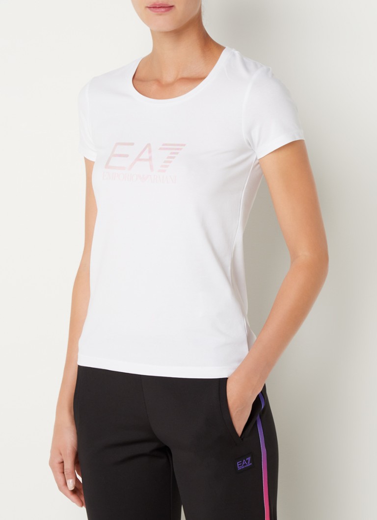 Emporio Armani - Trainings T-shirt met logo- en backprint - Wit