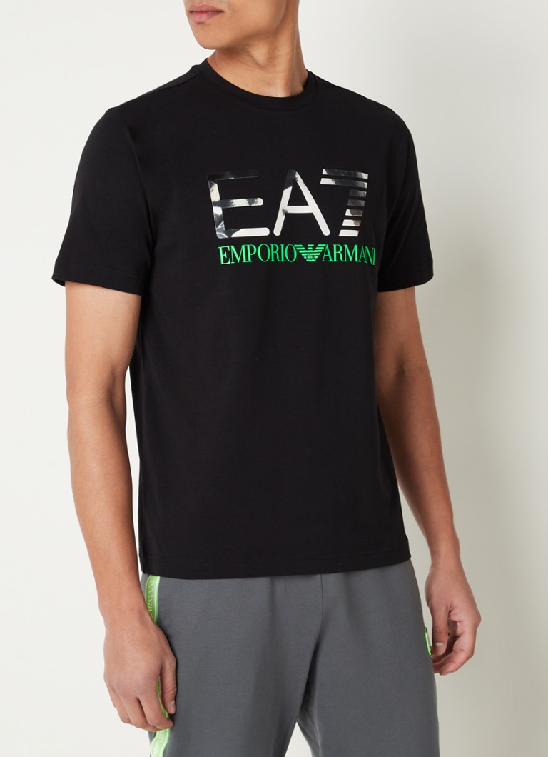 Emporio Armani - Trainings T-shirt met logoprint  - Zwart