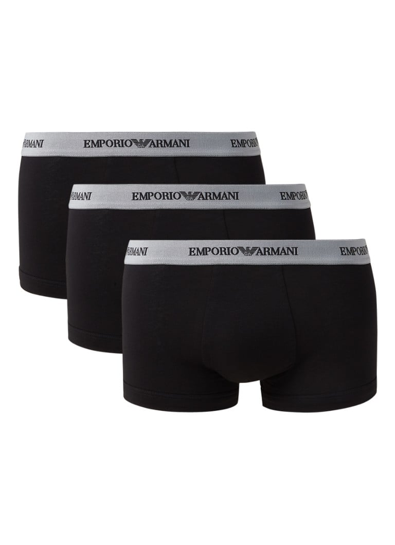 Emporio Armani - Trunk Boxershort in uni in 3-pack - Zwart
