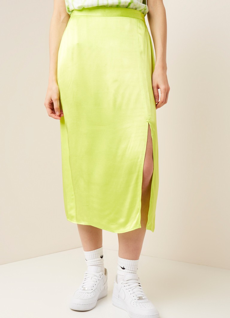Envii - Ensimi midirok van satijn met split - Neongroen