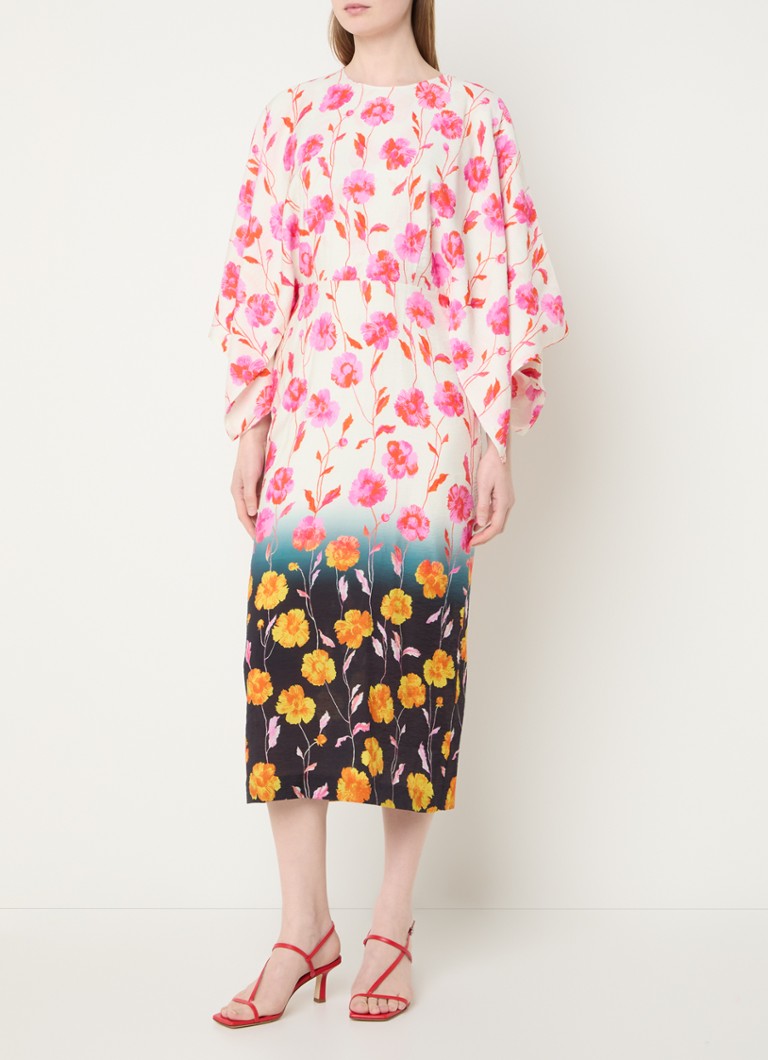 Essentiel Antwerp - Hermione midi tuniekjurk met bloemenprint en dip-dye dessin - Roze