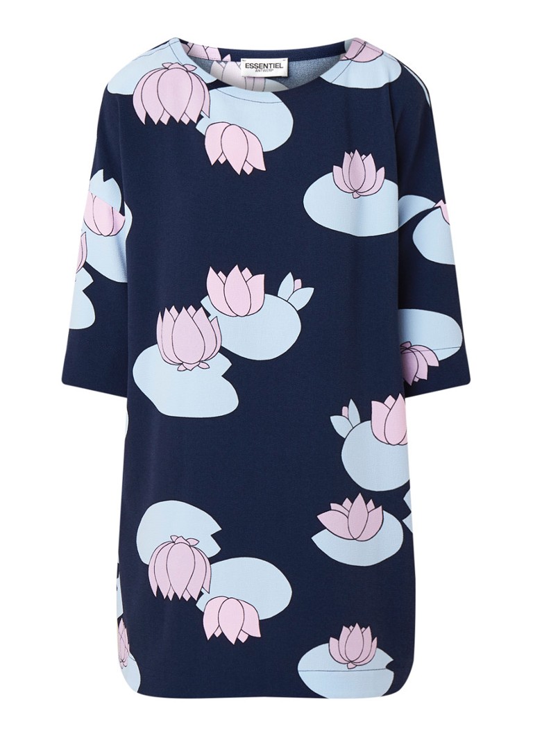 Essentiel Antwerp Oversized Jurk Van Crepe Met Bloemendessin