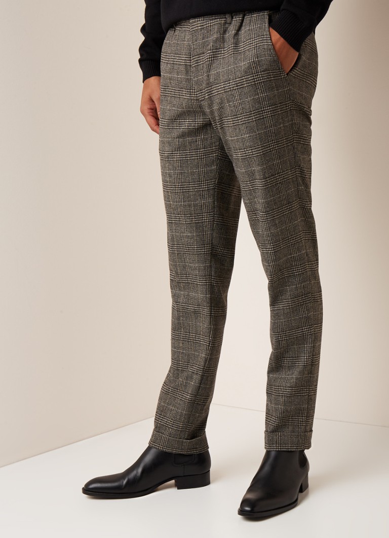 ESSENTIEL ANTWERP - PDGalles tapered fit pantalon in wolblend met ruitdessin - Lichtbruin