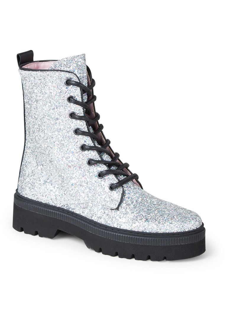 ESSENTIEL ANTWERP Vurious biker boot met glitter ⢠Zilver ⢠de Bijenkorf