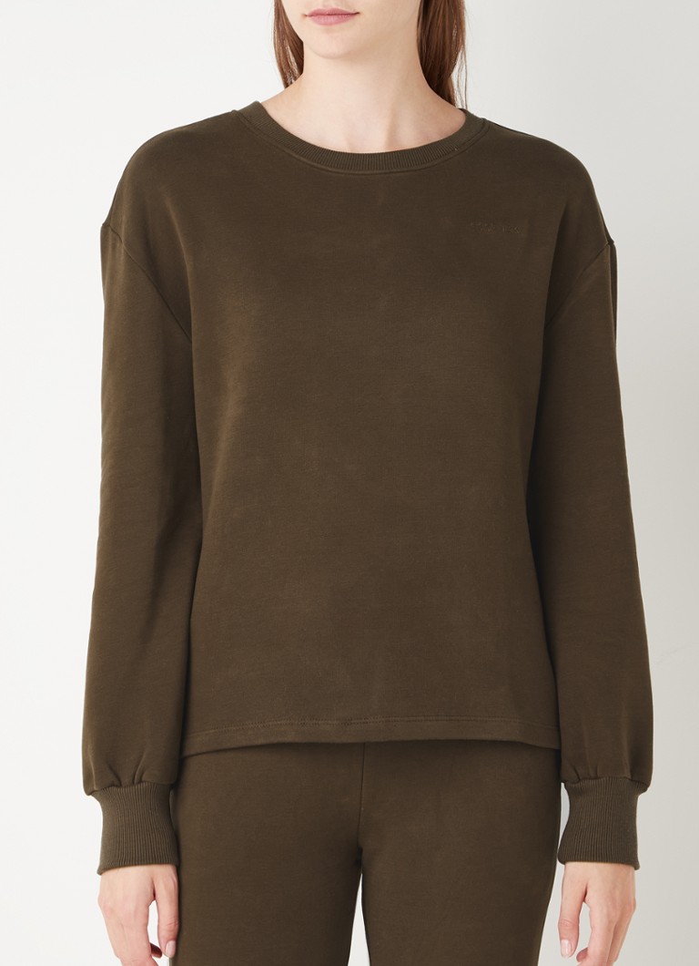 Essenza - Jodie sweater in lyocellblend met logoborduring - Donkerbruin