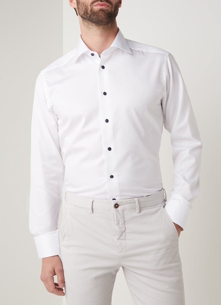 Gemaakt om te onthouden beweging Alexander Graham Bell Eton Slim fit overhemd van katoen • Wit • de Bijenkorf
