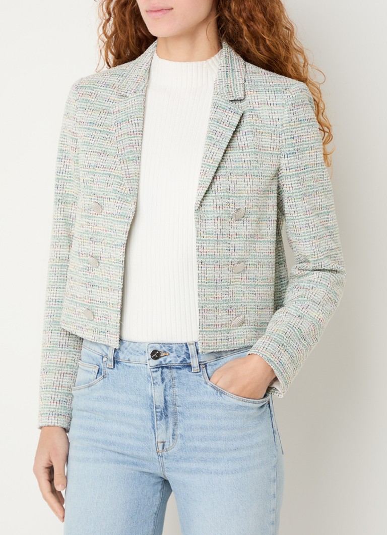 Expresso - Double-breasted blazer van bouclé - Lindegroen