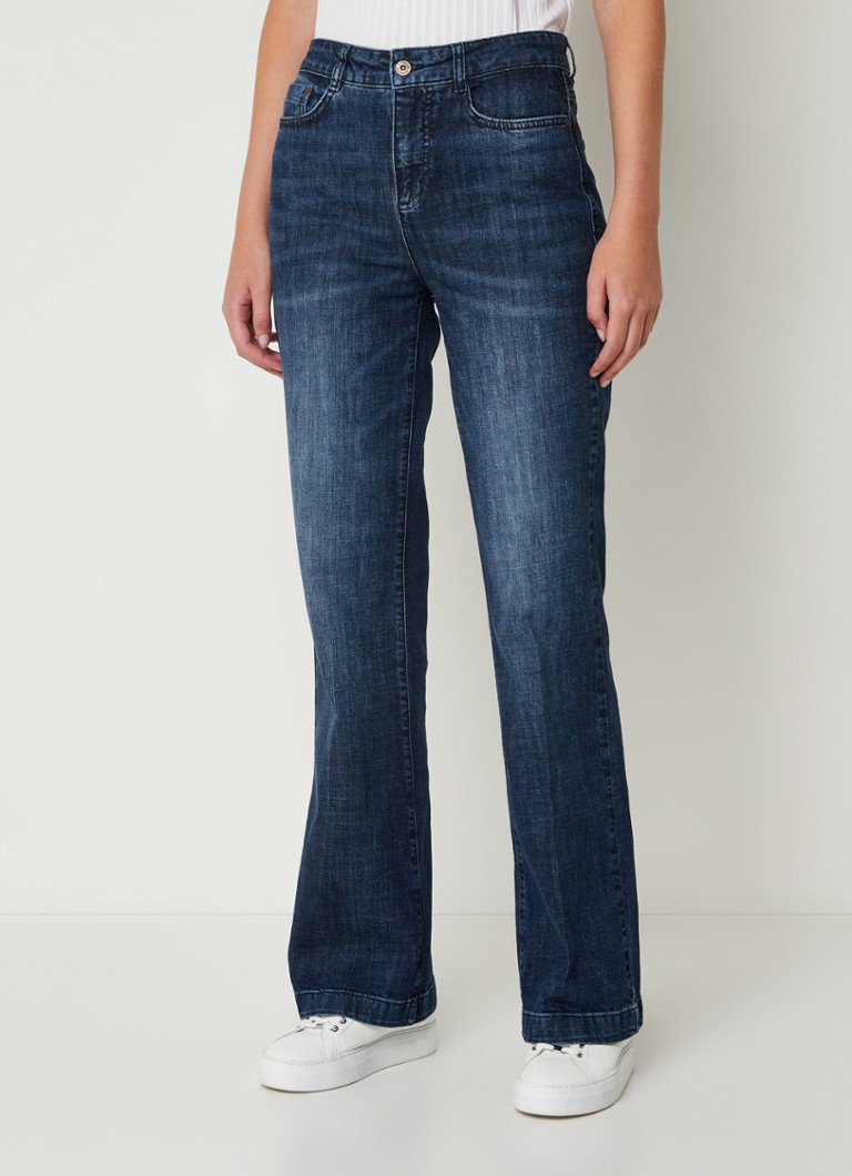 Expresso - High waist flared jeans met donkere wassing - Indigo