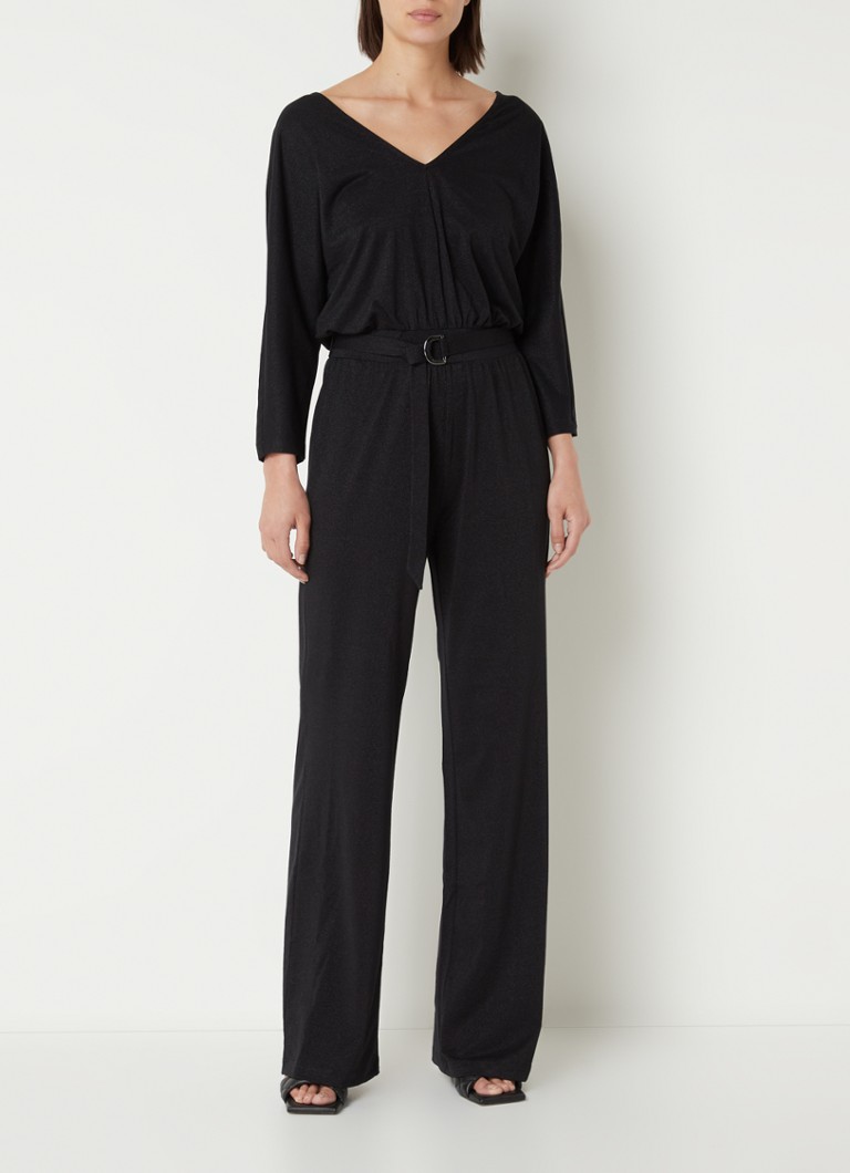 Expresso Wide fit jumpsuit met ceintuur en lurex • Zwart • de Bijenkorf