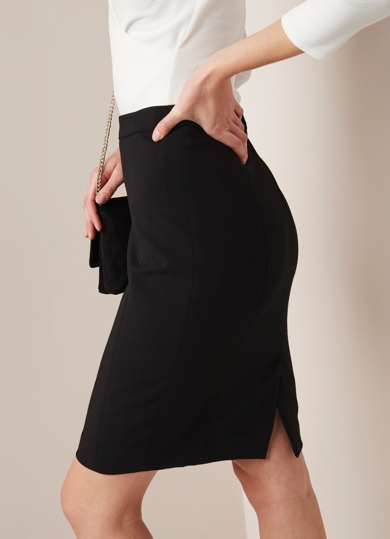 Expresso - Xoon kokerrok met loopsplit - Zwart