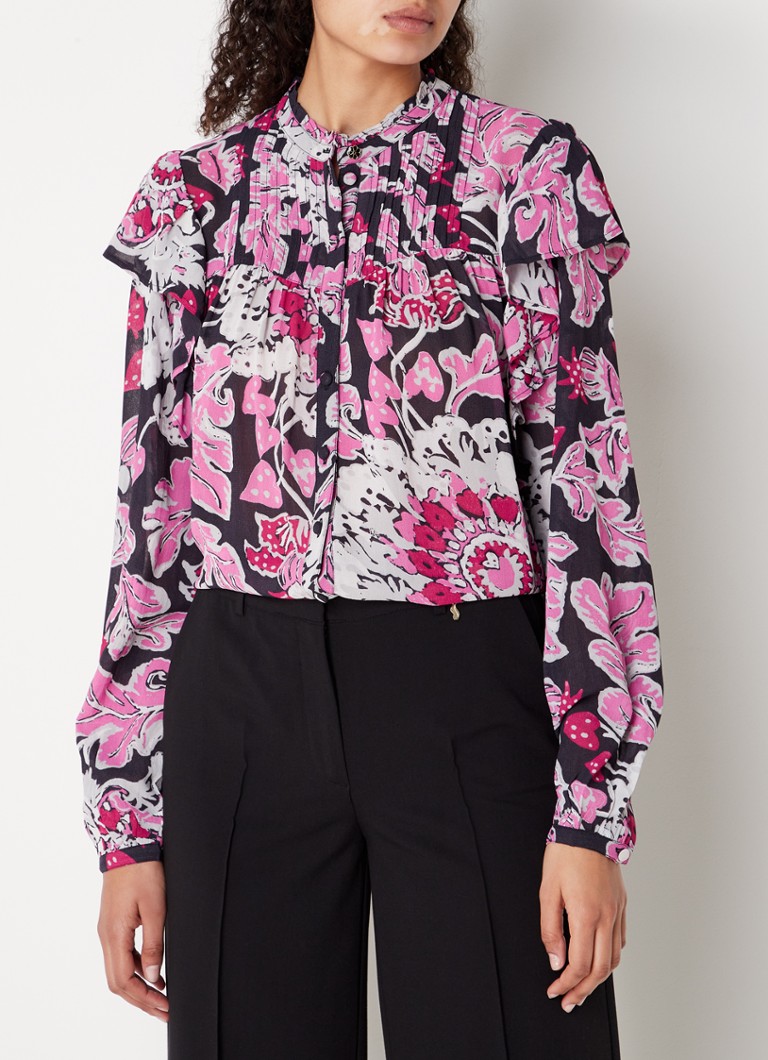 Fabienne Chapot Bibi blouse met bloemenprint en volants • Roze • de ...