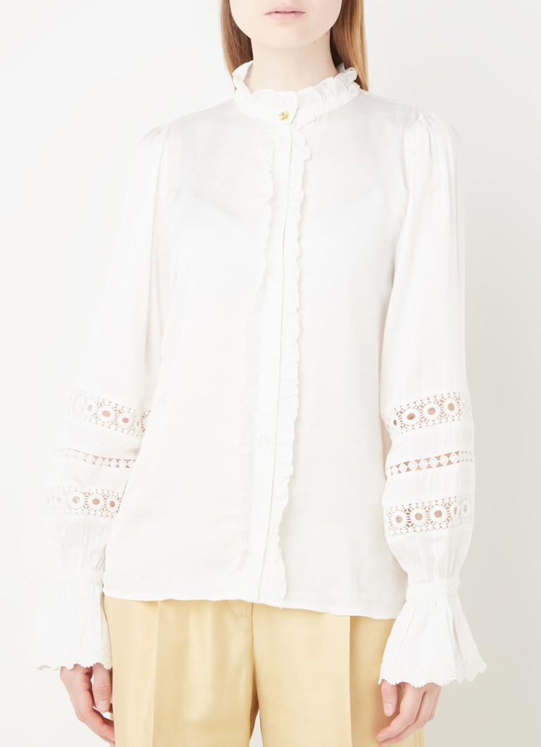 Fabienne Chapot - Boho blouse met ruches en broderie - Gebroken wit