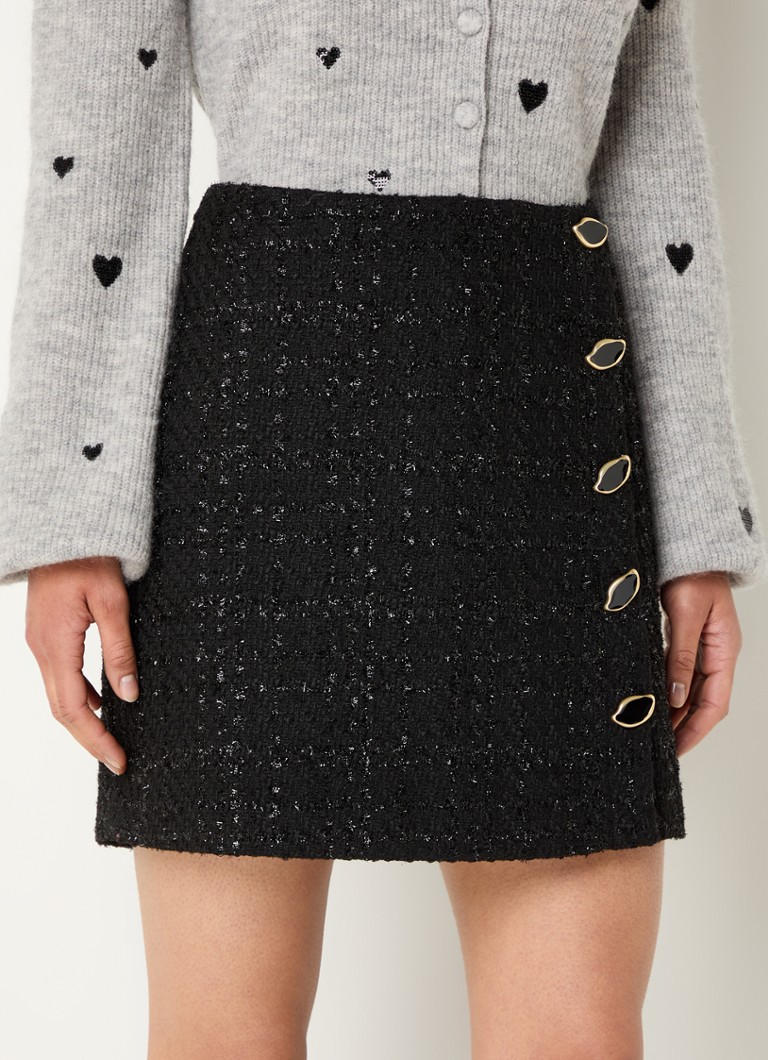 Fabienne Chapot - Dionne mini broekrok met tweed-look en lurex - Zwart