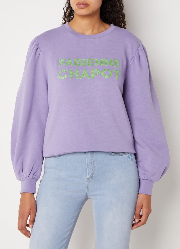 Fabienne Chapot - Flo sweater met logoborduring en pofmouw - Lila