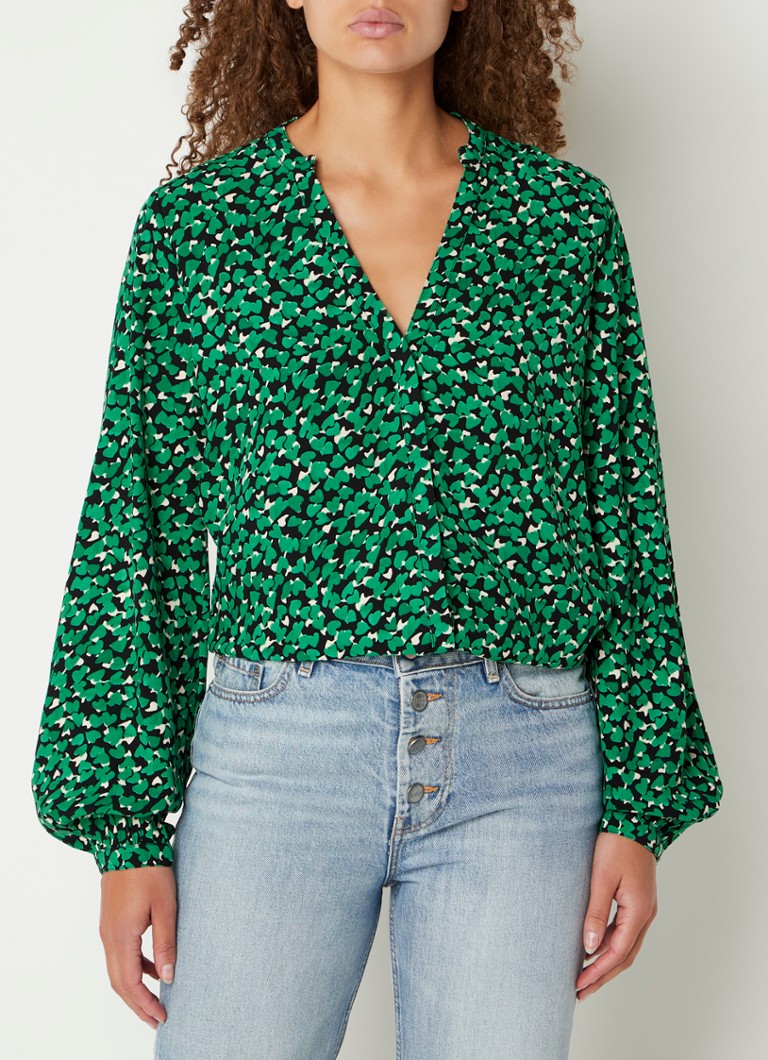 Fabienne Chapot Frida blouse met V-hals en print • Groen • de Bijenkorf
