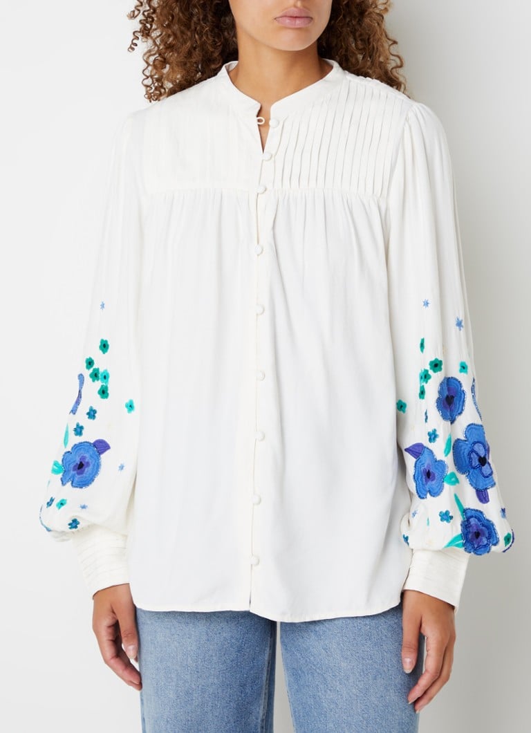 Fabienne Chapot Harry blouse met bloemborduring en kralendecoratie ...
