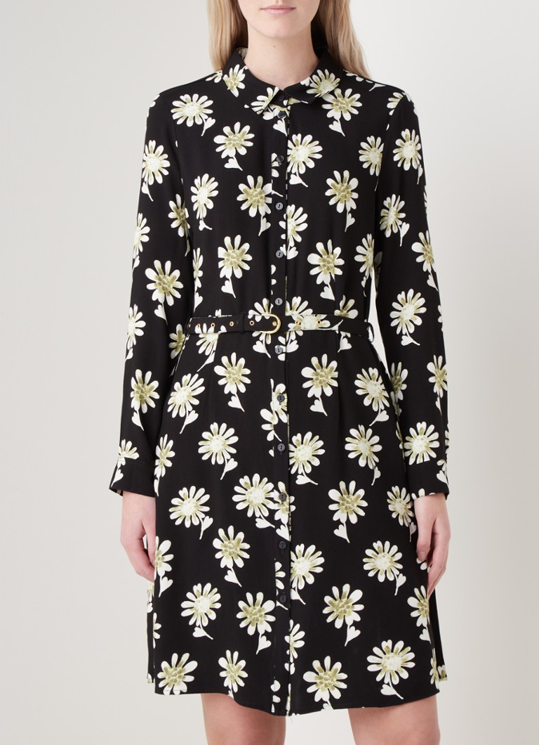 Fabienne Chapot - Hayley mini blousejurk met ceintuur en bloemenprint - Zwart