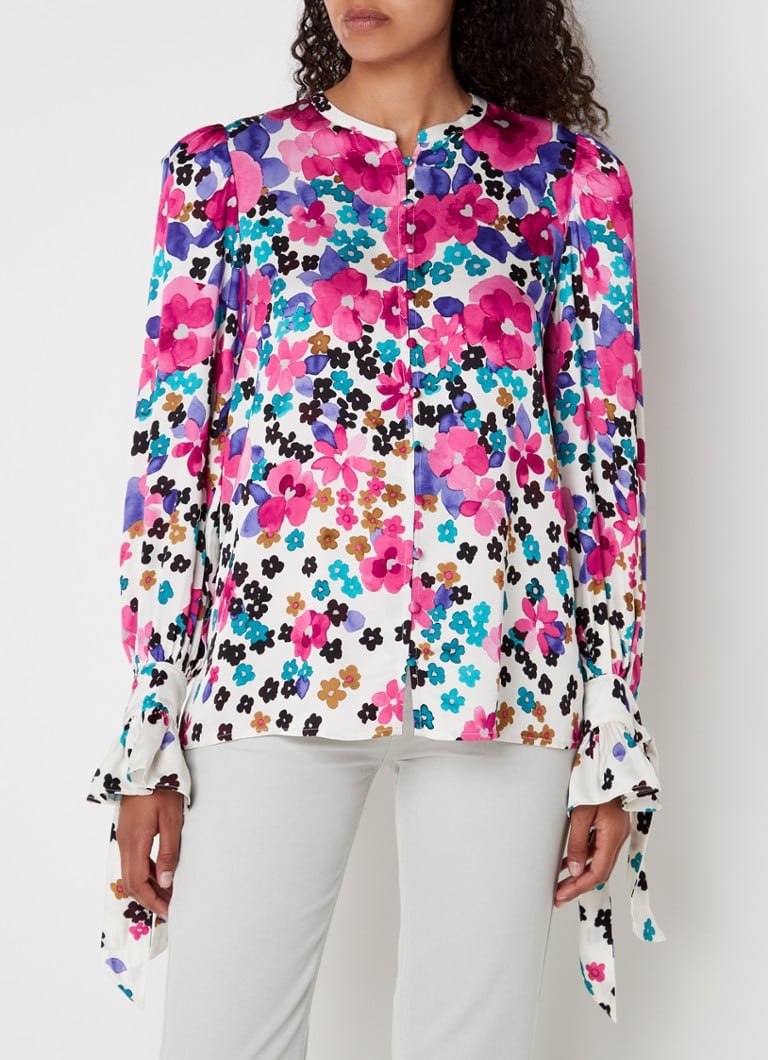 Fabienne Chapot - Kylie blouse met bloemenprint en pofmouw - Fuchsia