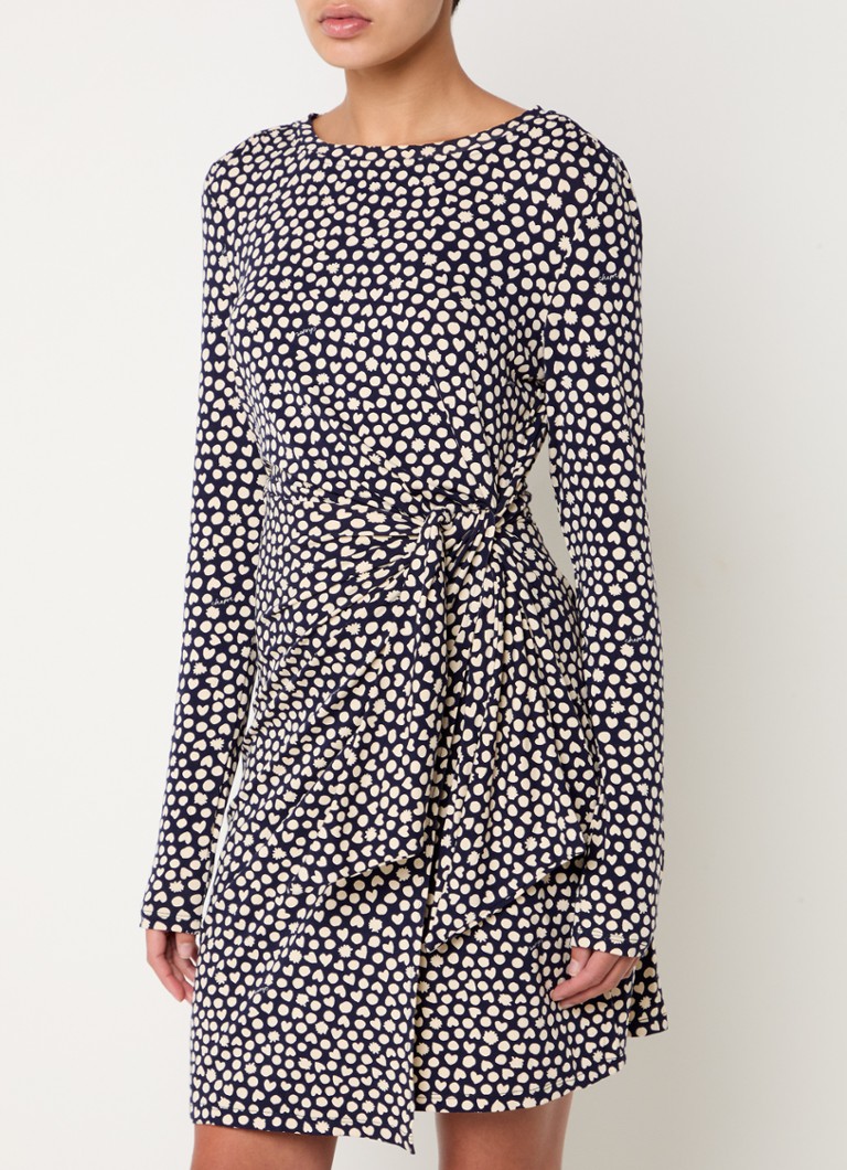 Fabienne Chapot - Lilo mini jurk met print en strikceintuur - Donkerblauw