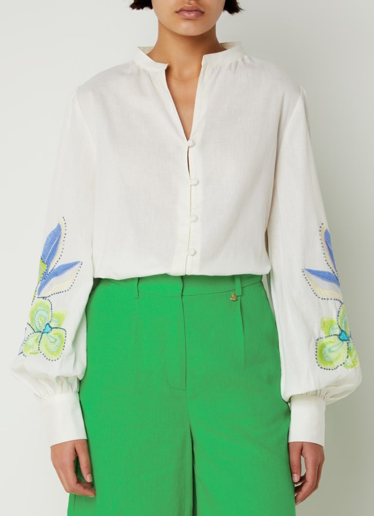 Fabienne Chapot Marielle oversized blouse met borduring • Creme • de ...