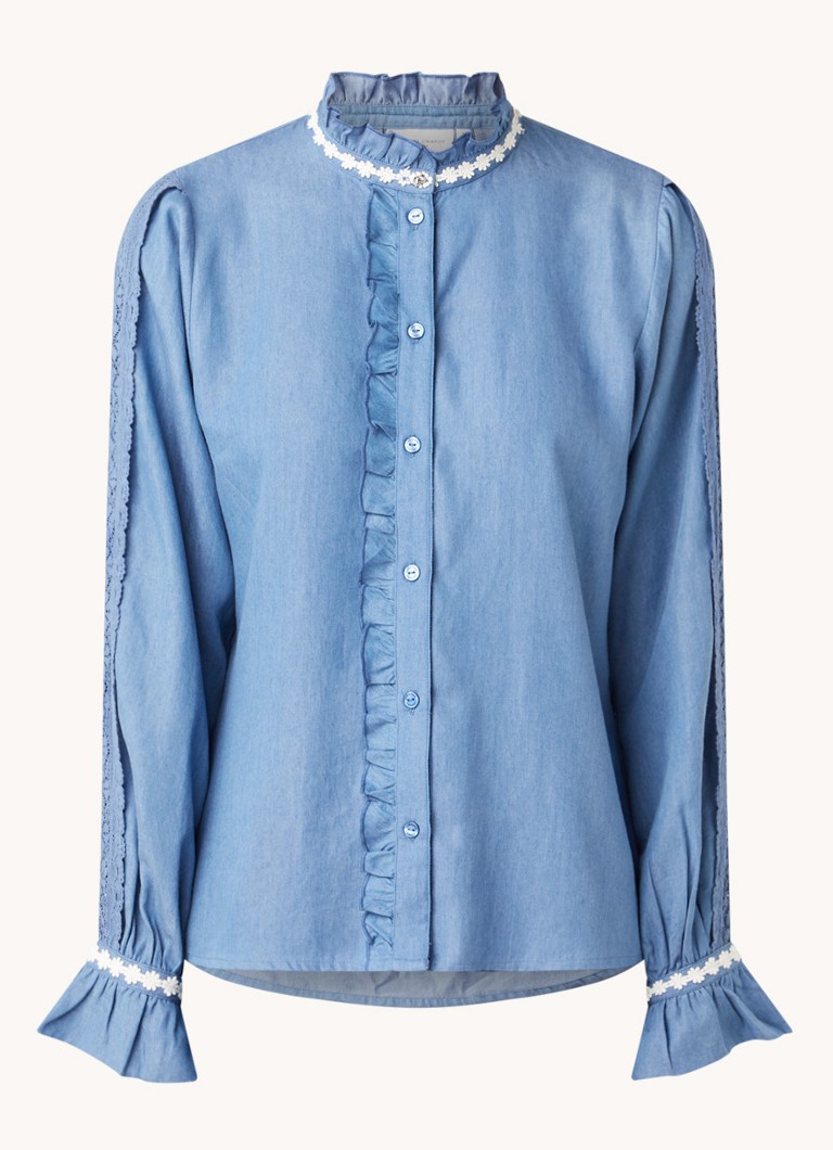 Fabienne Chapot Mimi Blouse Van Chambray Met Ruches Fabienne Chapot Mimi Blouse Van Chambray Met Ruches