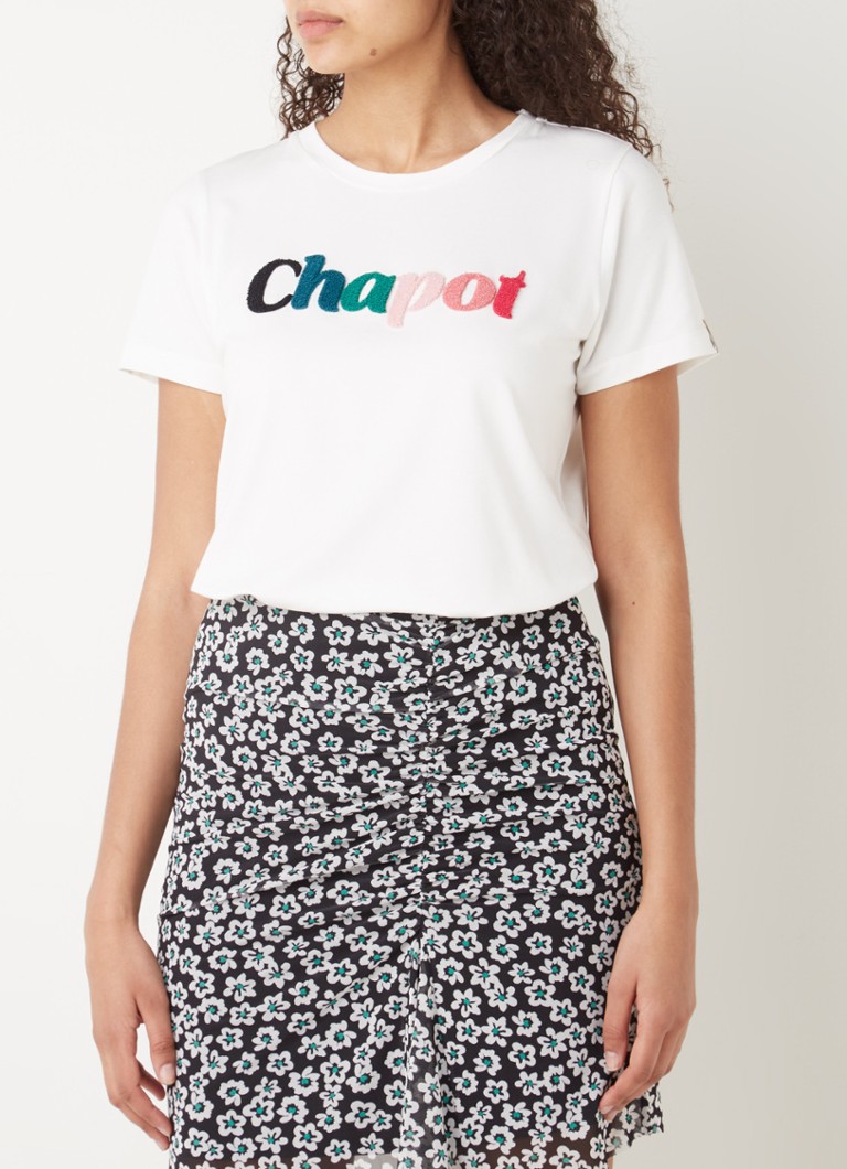 Fabienne Chapot - Terry Pink T-shirt met logo - Gebroken wit