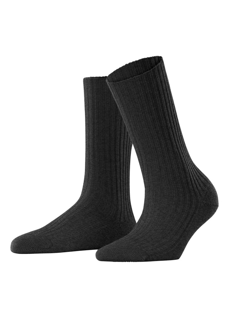 Falke - Cosy Wool sokken in kasjmierblend - Antraciet