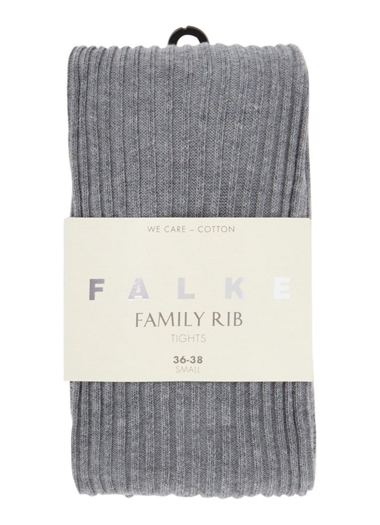 Falke - Family ribgebreide maillot van katoen - Lichtgrijs
