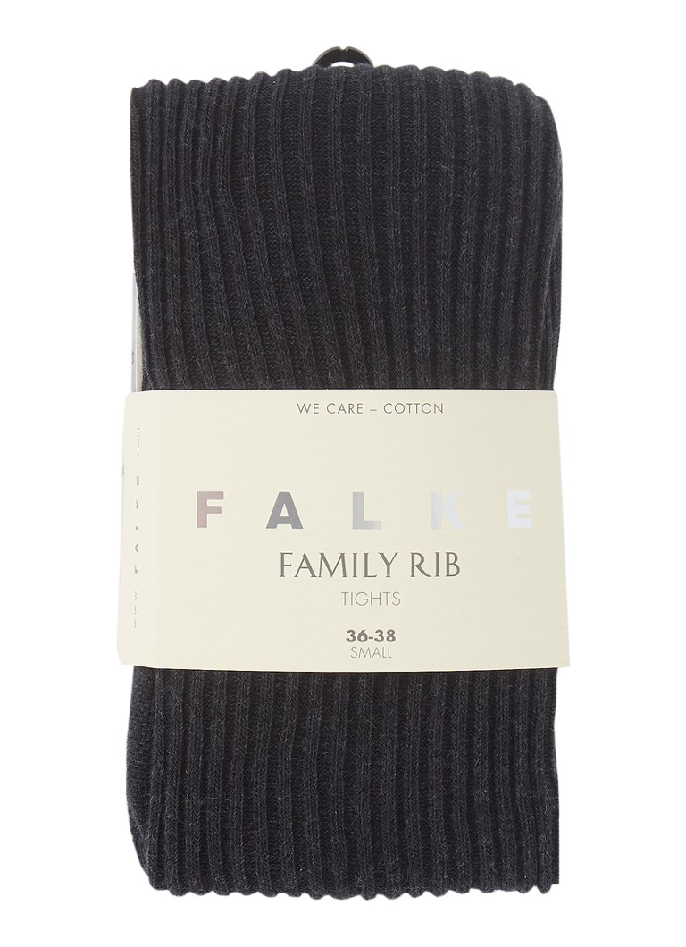 Falke - Family ribgebreide maillot van katoen - Antraciet
