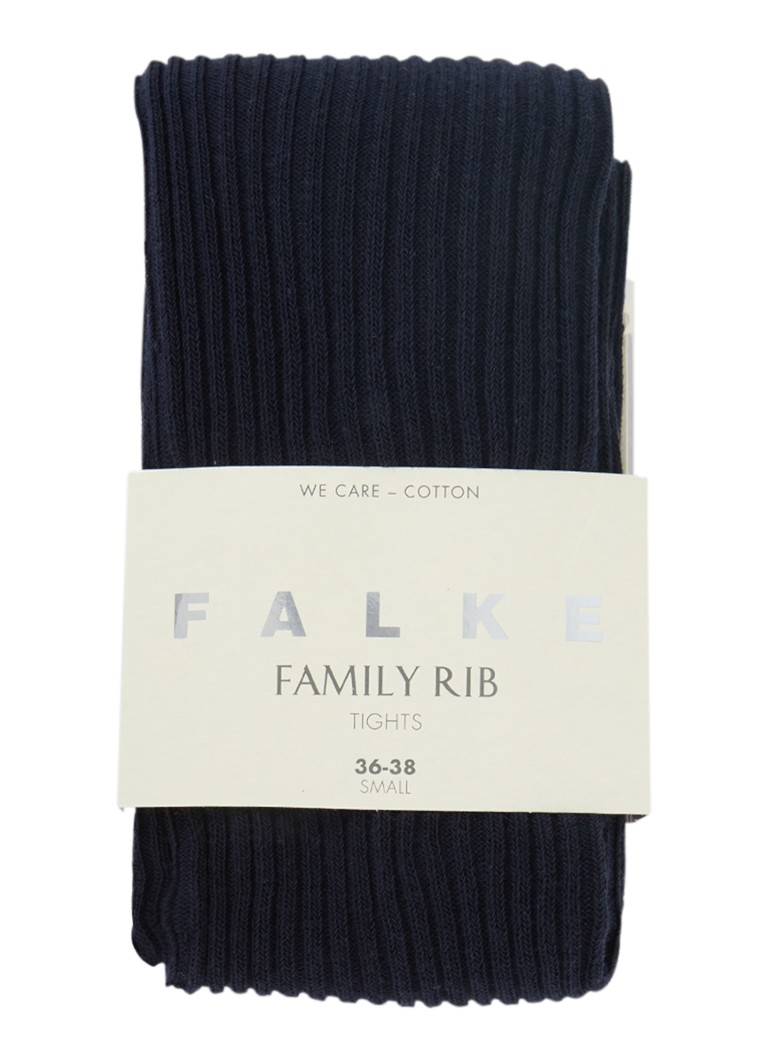 Falke - Family ribgebreide maillot van katoen - Donkerblauw