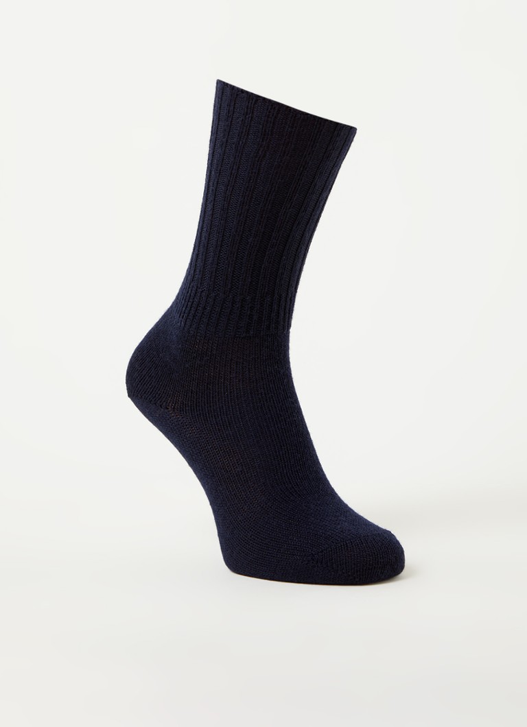 Falke - Striggings ribgebreide sokken in wolblend - Donkerblauw