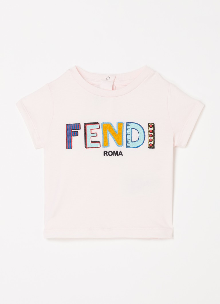Fendi - T-shirt met logoborduring - Lichtroze