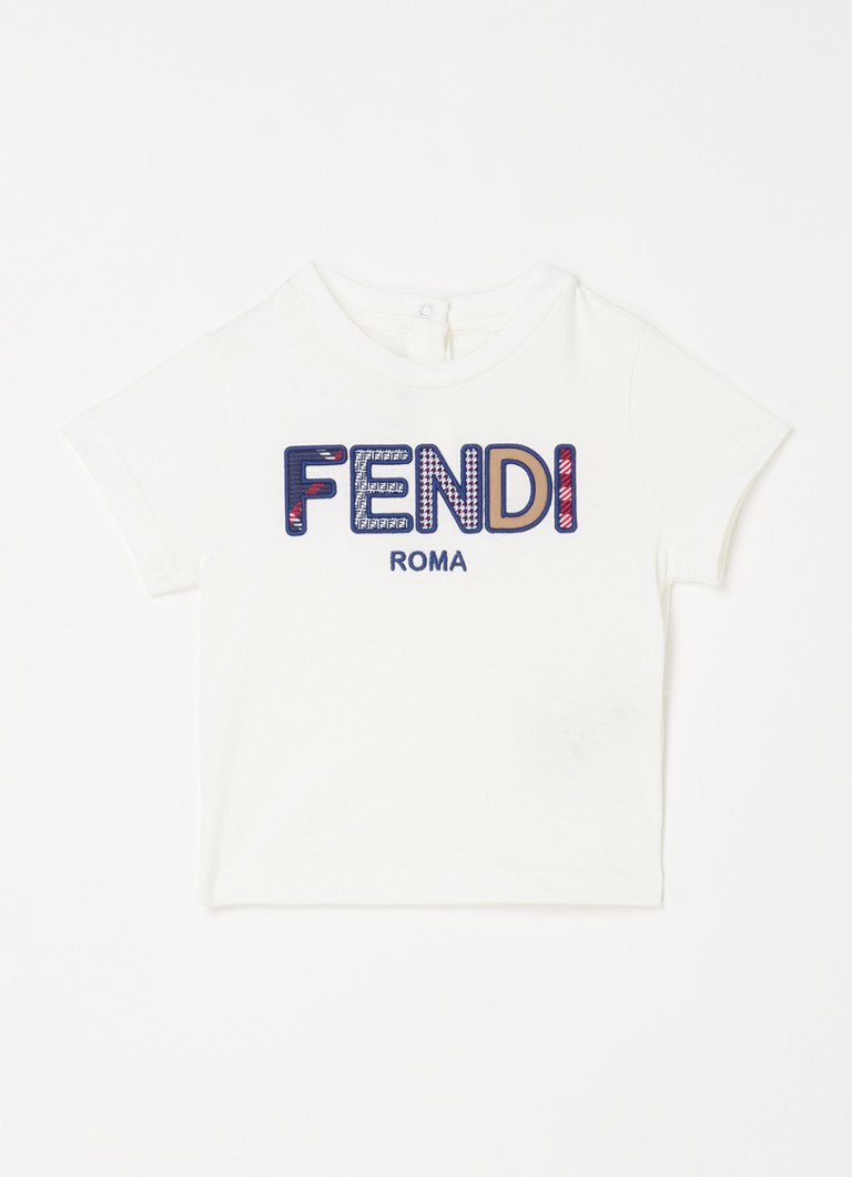 Fendi - T-shirt met logoborduring - Gebroken wit