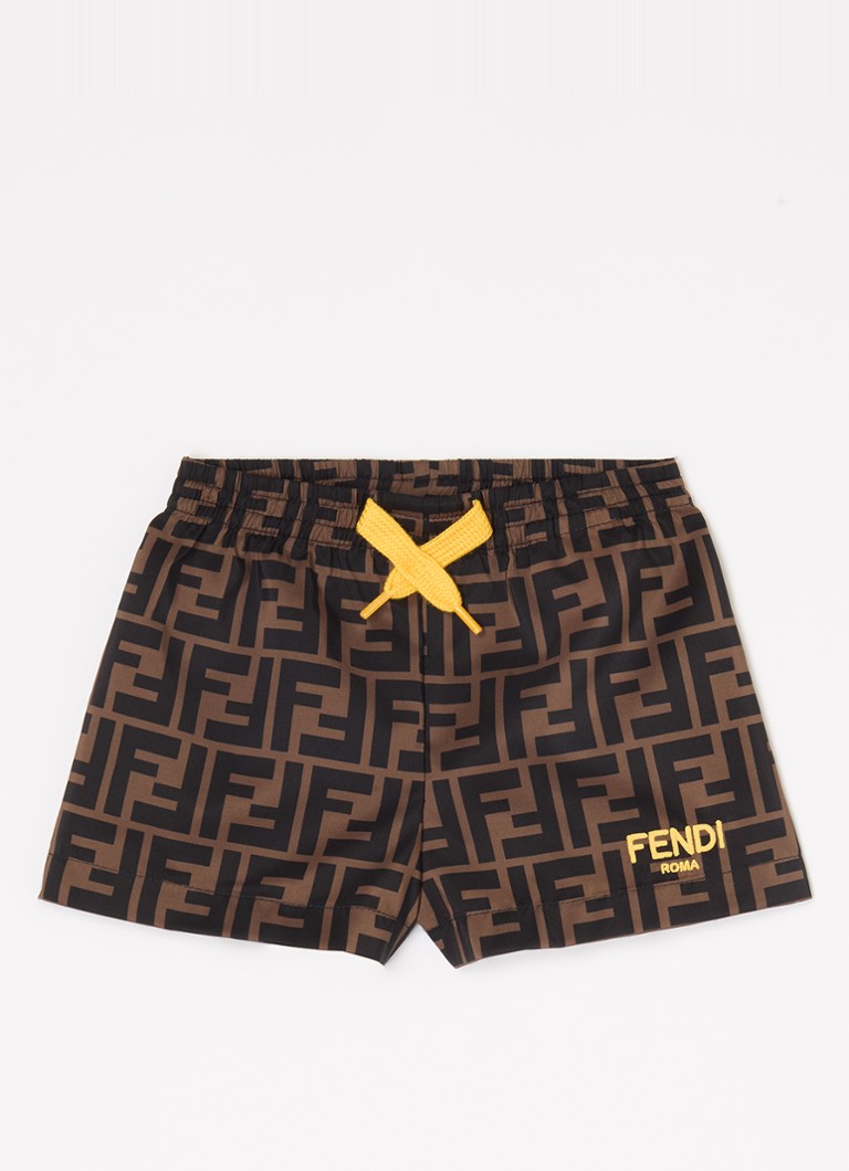 Fendi - Zwemshorts met logoprint - Bruin
