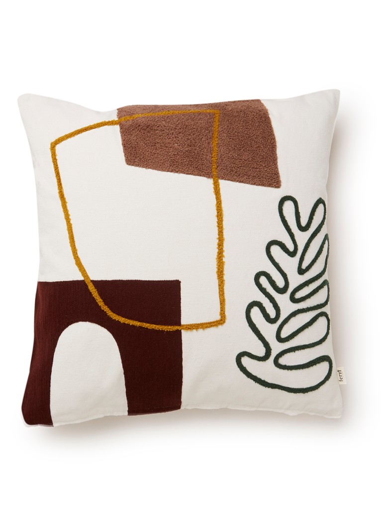 ferm LIVING Mirage Cushion Leaf sierkussen 50 x 50 cm • Gebroken wit
