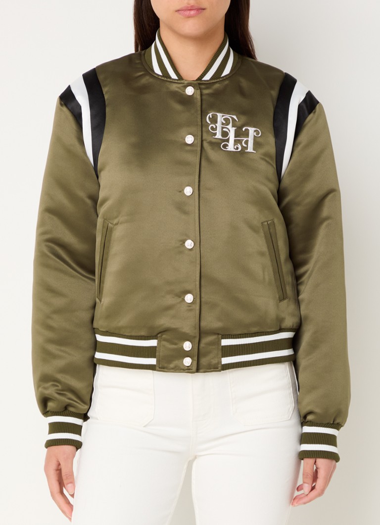 Fifth House - Ashton gewatteerd baseball jack met logo- en backprint - Legergroen