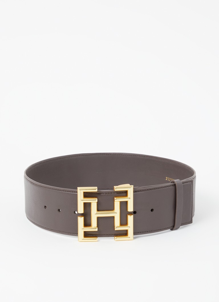 Fifth House - Dana tailleriem van leer met logo - Donkerbruin