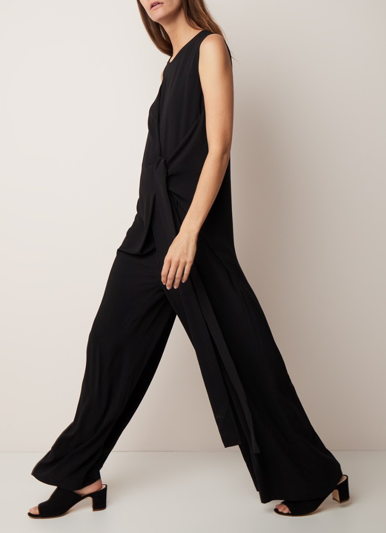 Filippa K - Wide fit jumpsuit met asymmetrisch strikdetail - Zwart